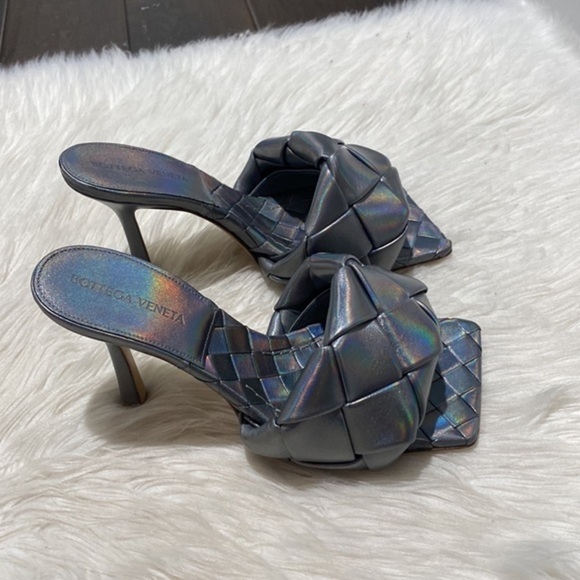 New Bottega Veneta Lido woven high‎ heel slide sandal size 37EU - Picture 10 of 15